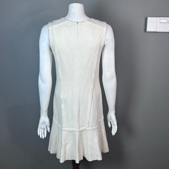 Ann Taylor dress size 4 felt boucle wool cream drop waist school girl minimalist - Picture 10 of 13